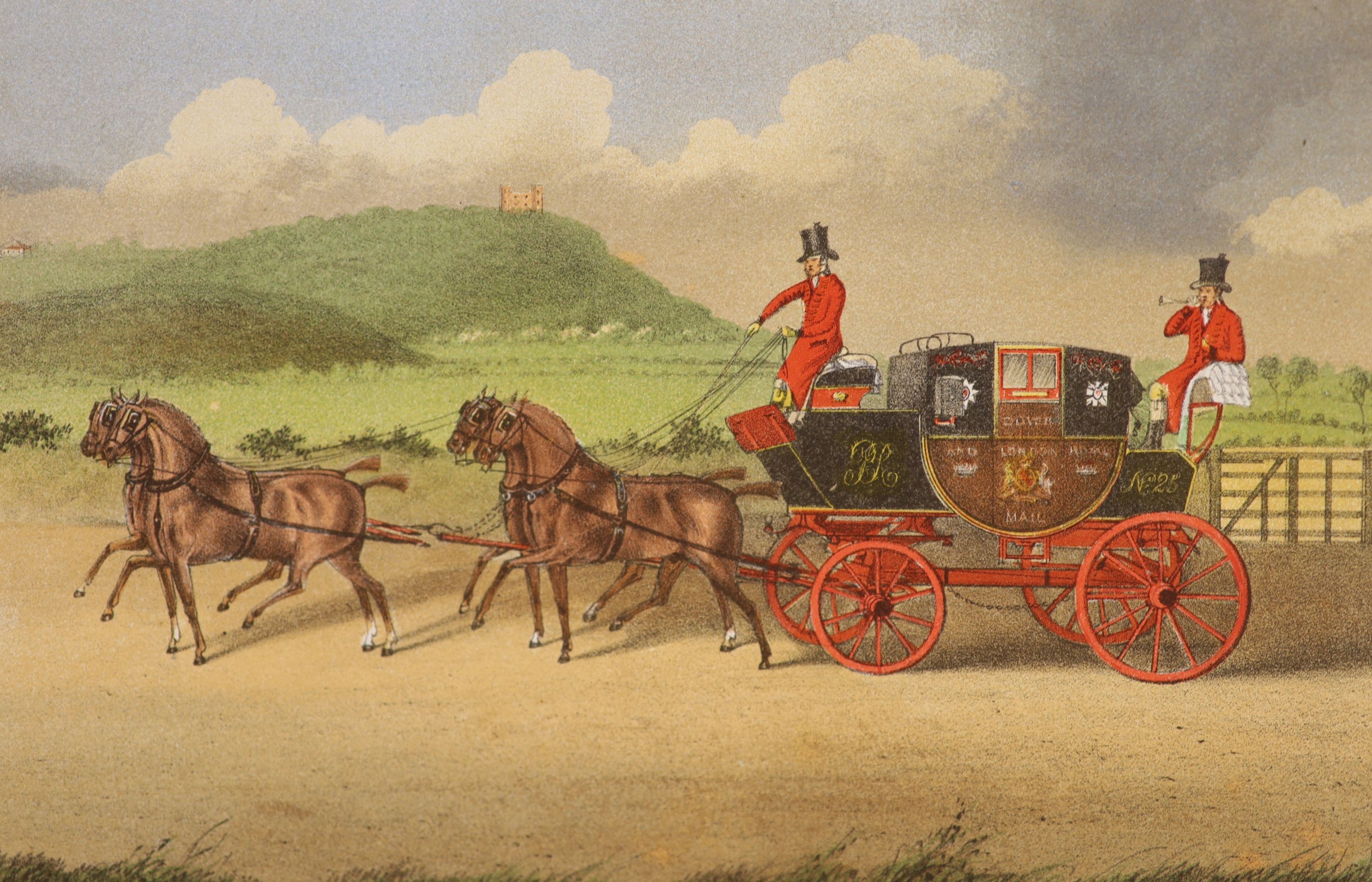 Reynardson, Charles, Thomas, Samuel, Birch - ‘’Down the Road.’’ Or Reminisces of a Gentleman Coachman, illustrated by Henry Alken, 8vo, half red morocco, with chromolitho title and 12 plates, Longman, Green &Co., London,